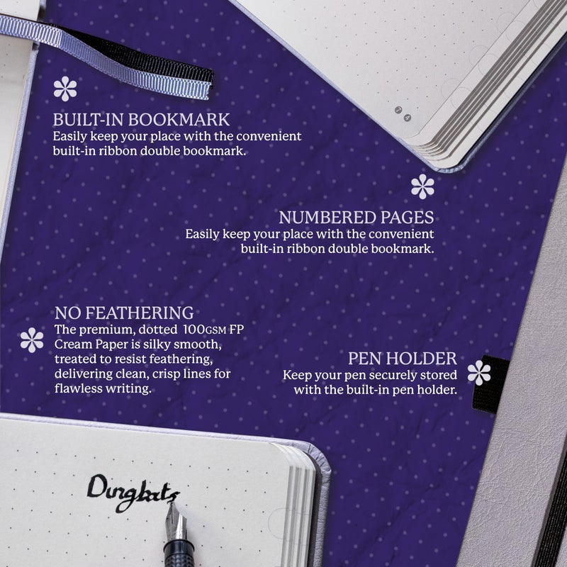 Dingbats* Notebooks Dingbats - Earth Dotted A5 Medium Notebook, Glicine Arctic - Hardcover - Cream 100gsm Ink-Proof Paper - Numbered Pages, Index & Key Pages - Image 3